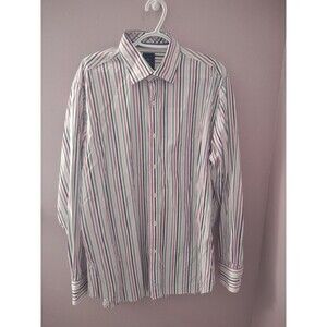 Tailorbyrd Collection Dress Shirt Mens XL Long Sleeve Striped Classic Button Up